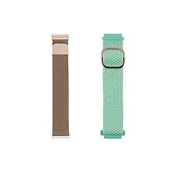 Just in Case 2u1 Narukvica 20 mm MILANESE zlatna + TEKSTIL tirkiz