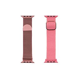 Just in Case 2u1 Narukvica 42-45 mm MILANESE pink + TEKSTIL pink