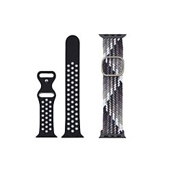 Just in Case 2u1 Narukvica 38-41 mm SILIKON crna + TEKSTIL siva